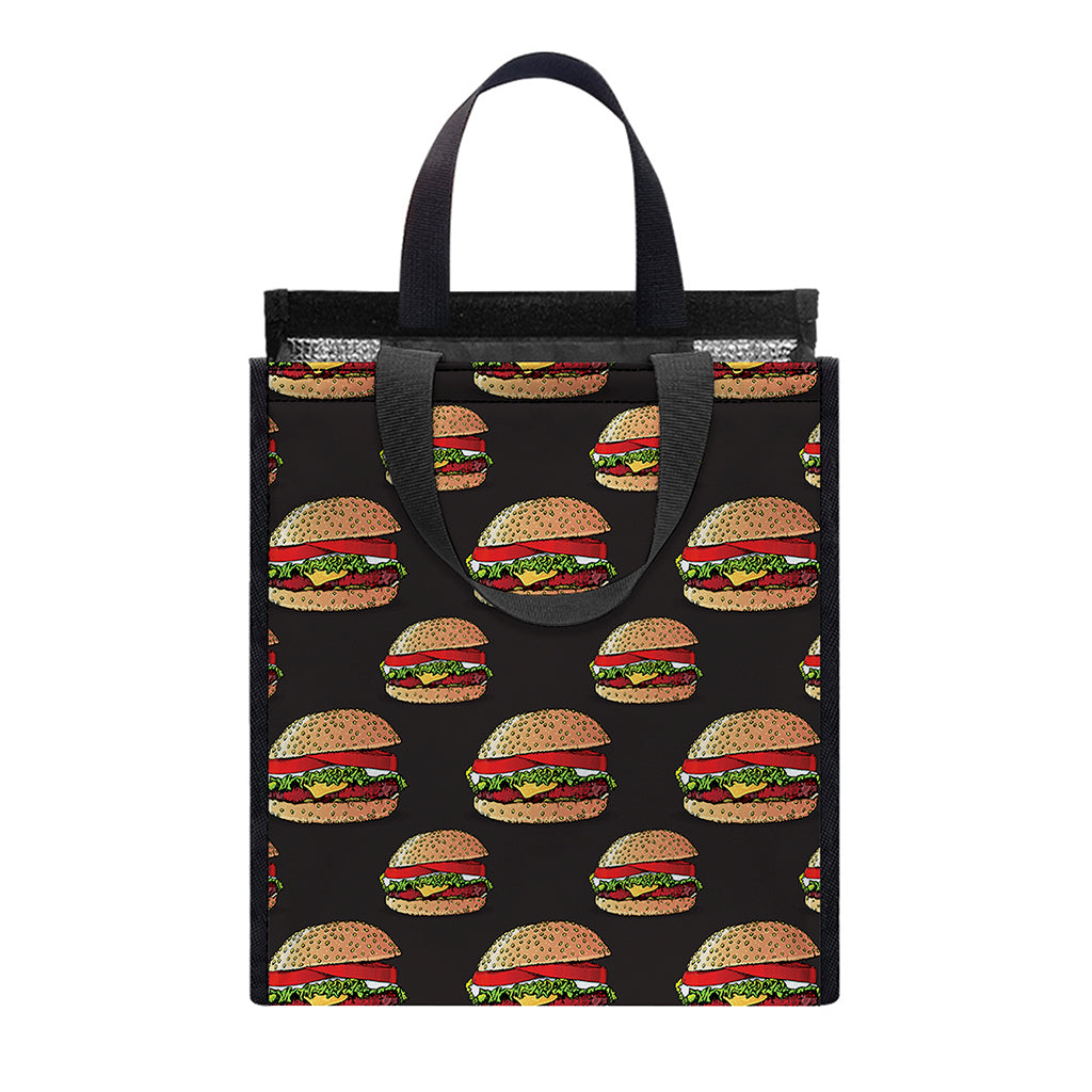 Cheeseburger Pattern Print Insulated Lunch Tote