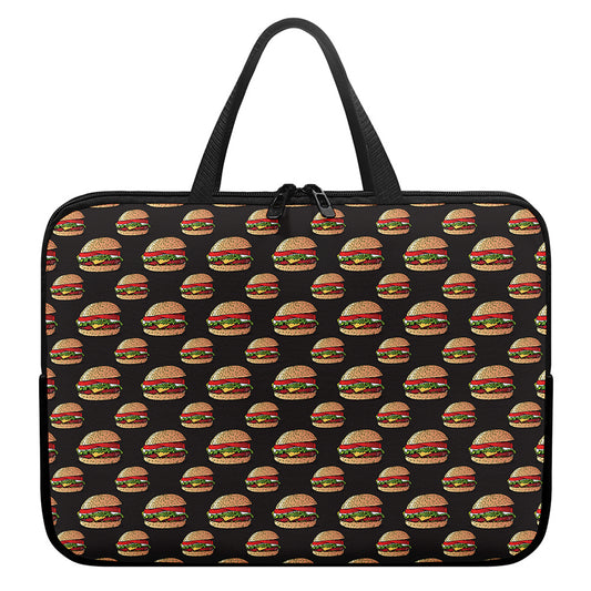 Cheeseburger Pattern Print Laptop Sleeve With Handle