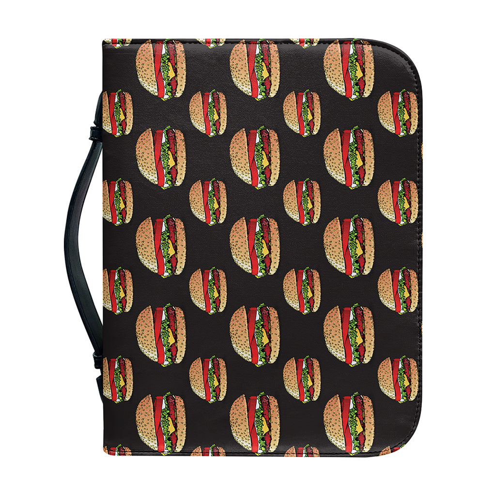 Cheeseburger Pattern Print Leather Bible Cover