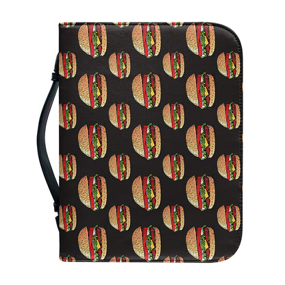 Cheeseburger Pattern Print Leather Bible Cover