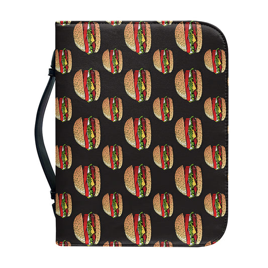 Cheeseburger Pattern Print Leather Bible Cover