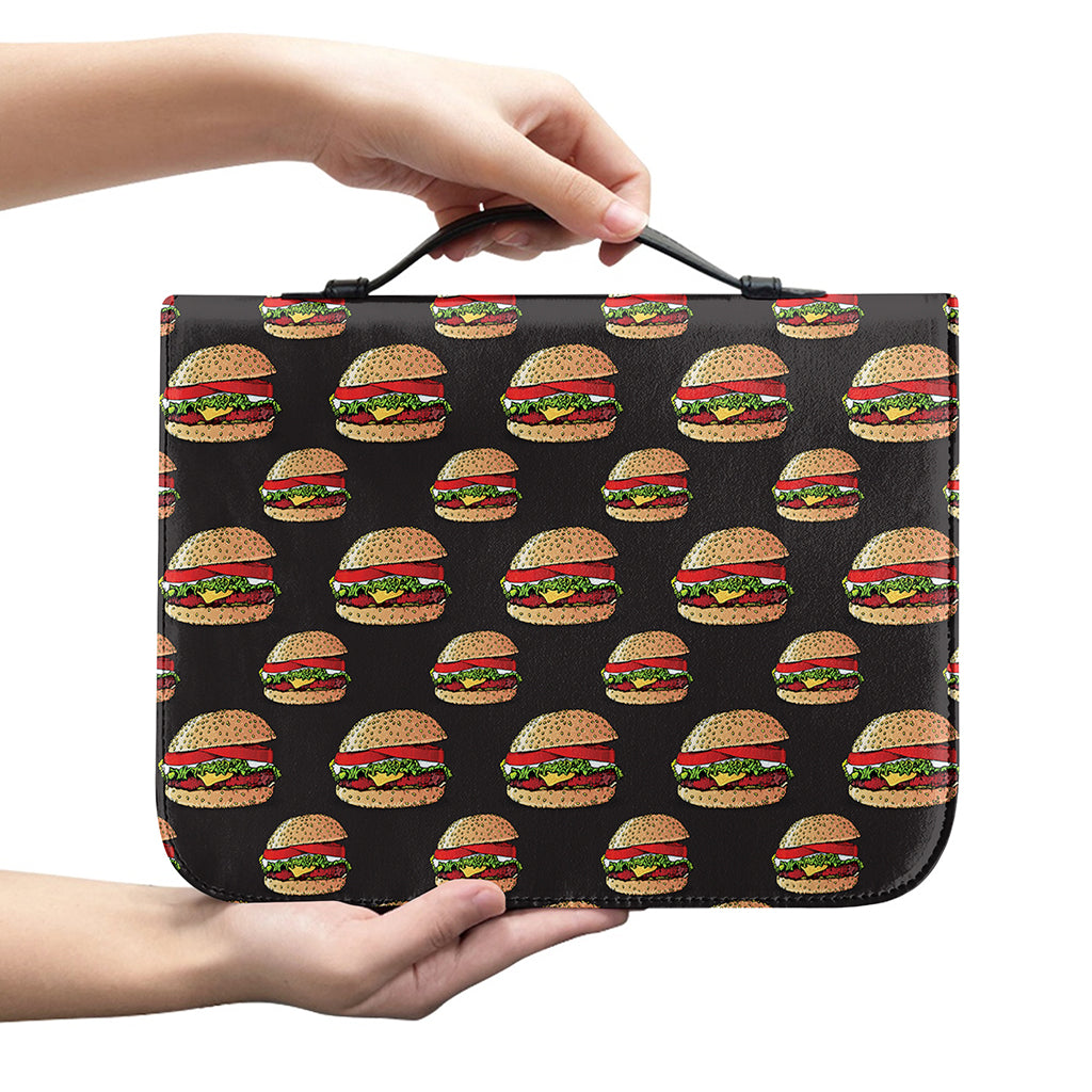 Cheeseburger Pattern Print Leather Bible Cover
