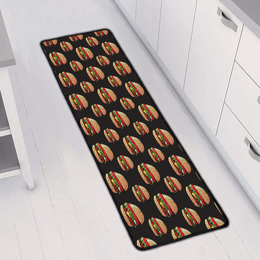 Cheeseburger Pattern Print Long Kitchen Mat