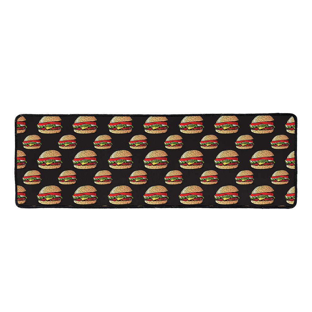 Cheeseburger Pattern Print Long Kitchen Mat