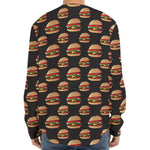 Cheeseburger Pattern Print Long Sleeve Baseball Jersey