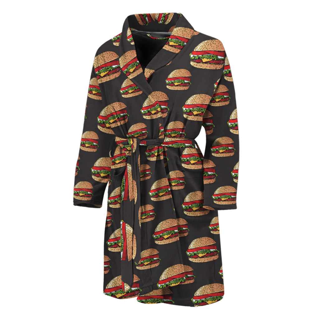 Cheeseburger Pattern Print Men's Bathrobe