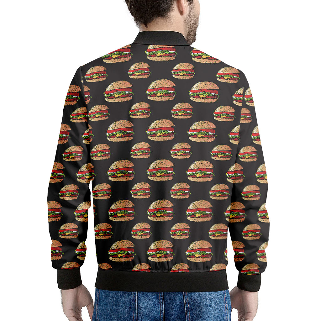 Cheeseburger Pattern Print Men's Bomber Jacket