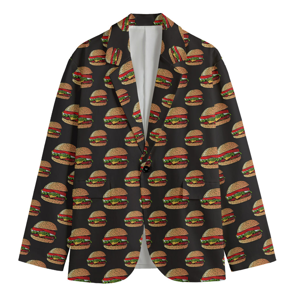 Cheeseburger Pattern Print Men's Cotton Blazer