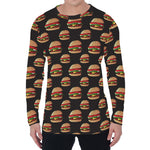 Cheeseburger Pattern Print Men's Long Sleeve T-Shirt