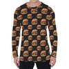 Cheeseburger Pattern Print Men's Long Sleeve T-Shirt