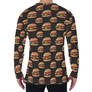 Cheeseburger Pattern Print Men's Long Sleeve T-Shirt