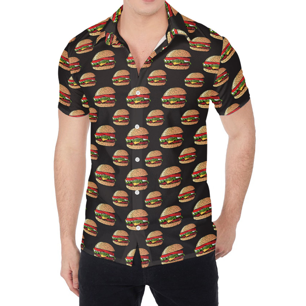 Cheeseburger Pattern Print Men's Shirt