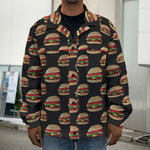 Cheeseburger Pattern Print Men's Shirt Jacket