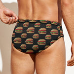 Cheeseburger Pattern Print Men's Swim Briefs