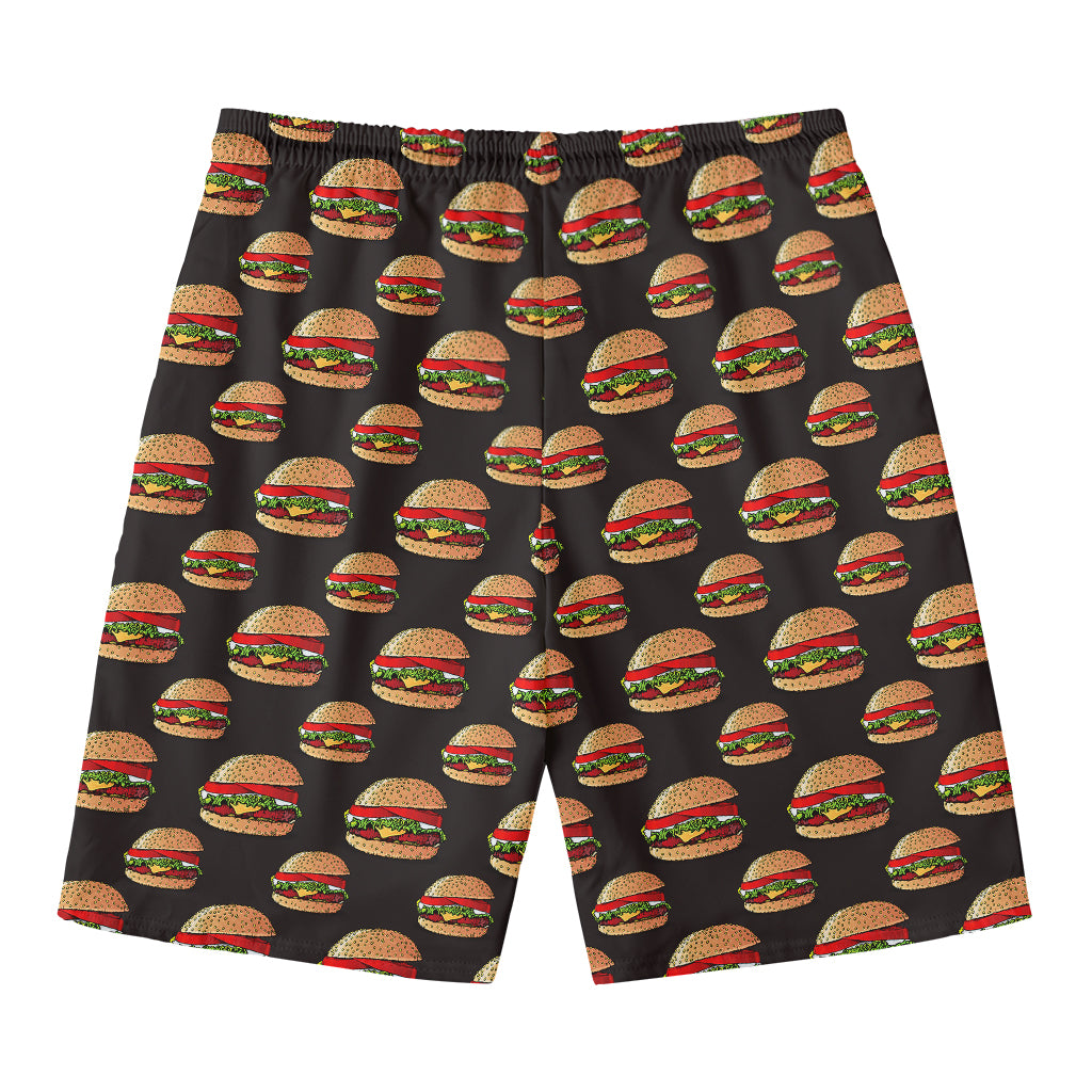 Cheeseburger Pattern Print Men's Swim Trunks