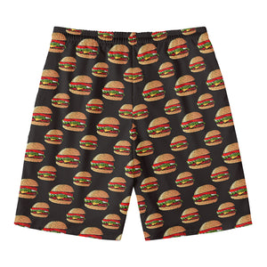 Cheeseburger Pattern Print Men's Swim Trunks