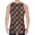 Cheeseburger Pattern Print Men's Velvet Tank Top