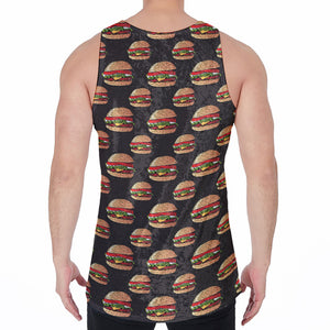 Cheeseburger Pattern Print Men's Velvet Tank Top