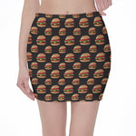 Cheeseburger Pattern Print Pencil Mini Skirt