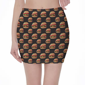 Cheeseburger Pattern Print Pencil Mini Skirt