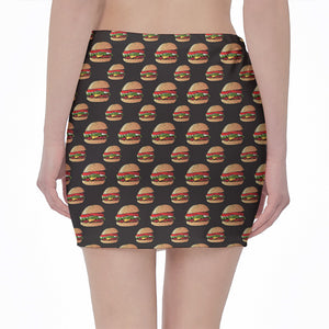 Cheeseburger Pattern Print Pencil Mini Skirt