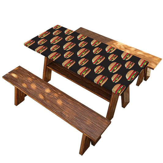 Cheeseburger Pattern Print Picnic Table Cover