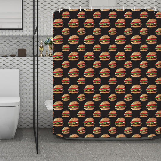 Cheeseburger Pattern Print Polyester Shower Curtain
