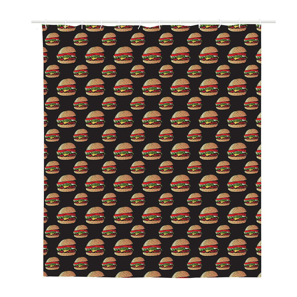 Cheeseburger Pattern Print Polyester Shower Curtain