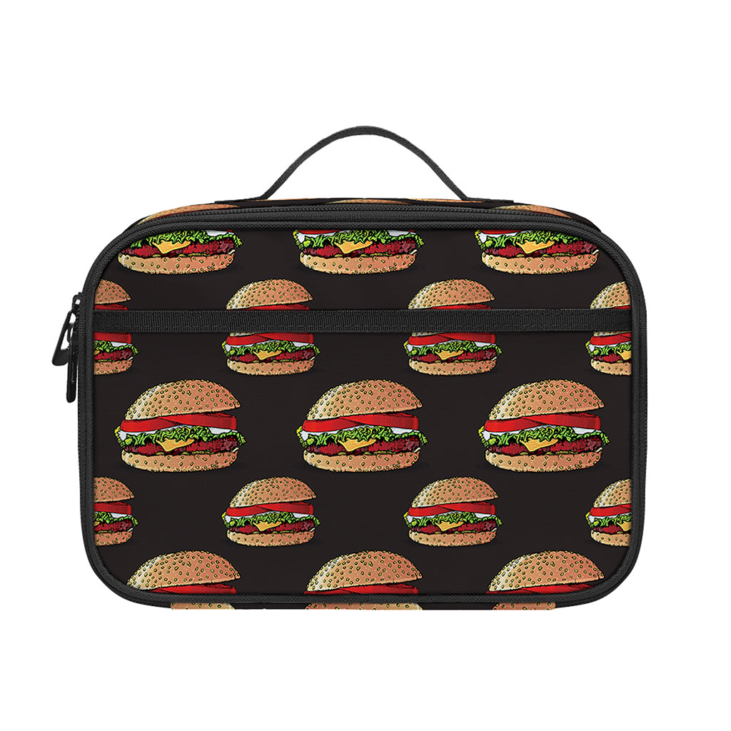 Cheeseburger Pattern Print Portable Lunch Bag