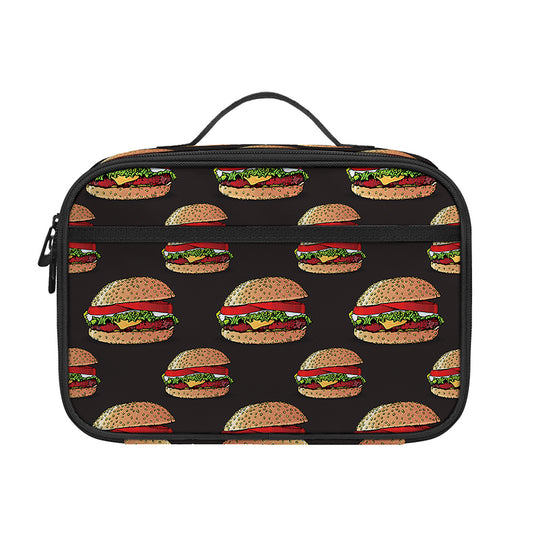 Cheeseburger Pattern Print Portable Lunch Bag