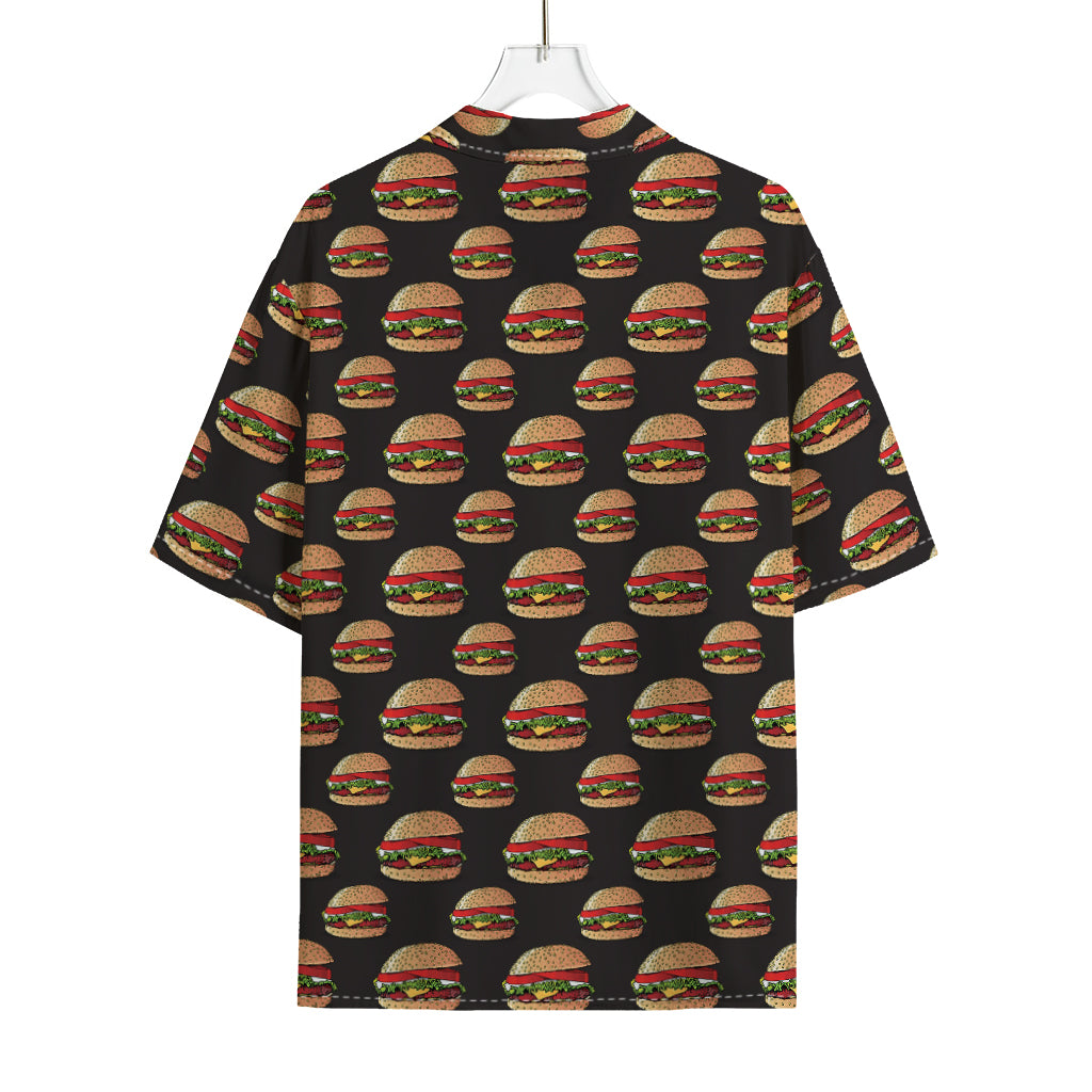 Cheeseburger Pattern Print Rayon Hawaiian Shirt