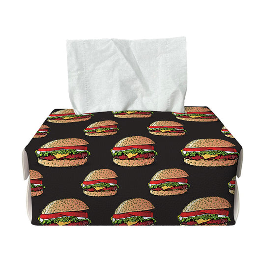 Cheeseburger Pattern Print Rectangle Tissue Box Cover