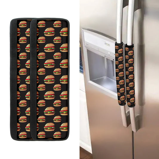 Cheeseburger Pattern Print Refrigerator Handle Covers