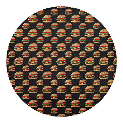 Cheeseburger Pattern Print Round Blanket