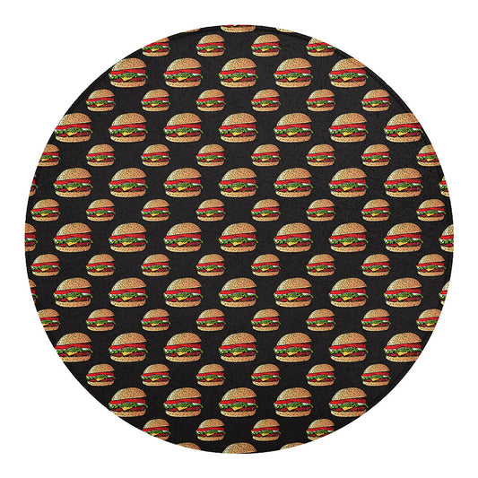 Cheeseburger Pattern Print Round Blanket