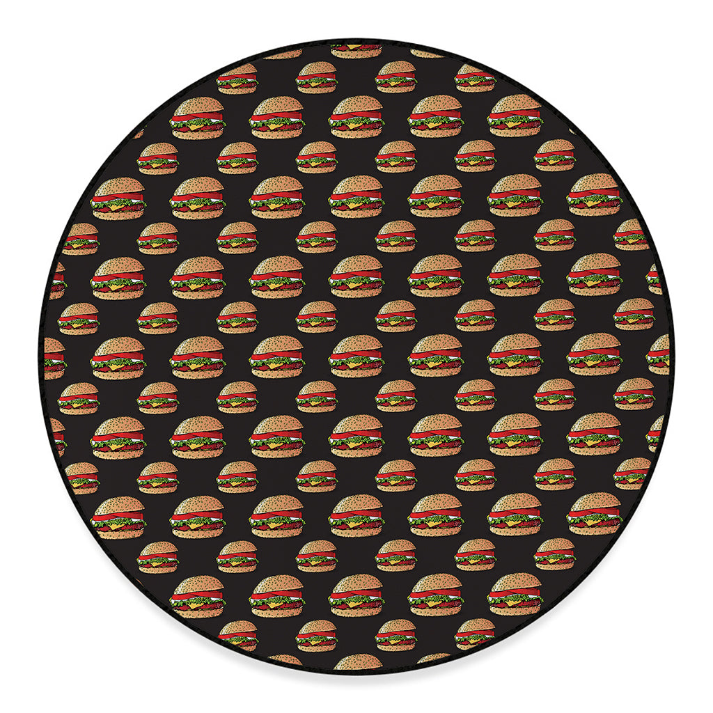 Cheeseburger Pattern Print Round Floor Mat