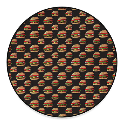 Cheeseburger Pattern Print Round Floor Mat