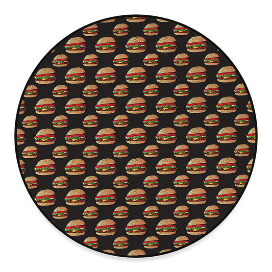 Cheeseburger Pattern Print Round Floor Mat