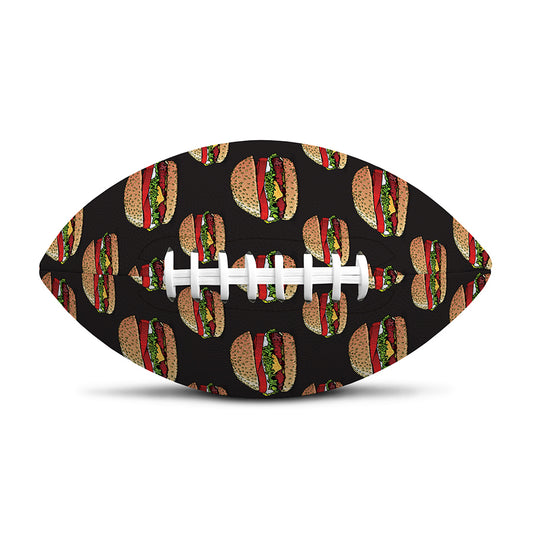 Cheeseburger Pattern Print Rugby Ball