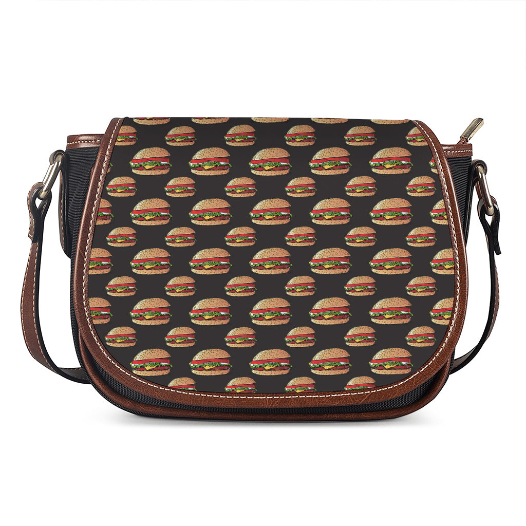 Cheeseburger Pattern Print Saddle Bag