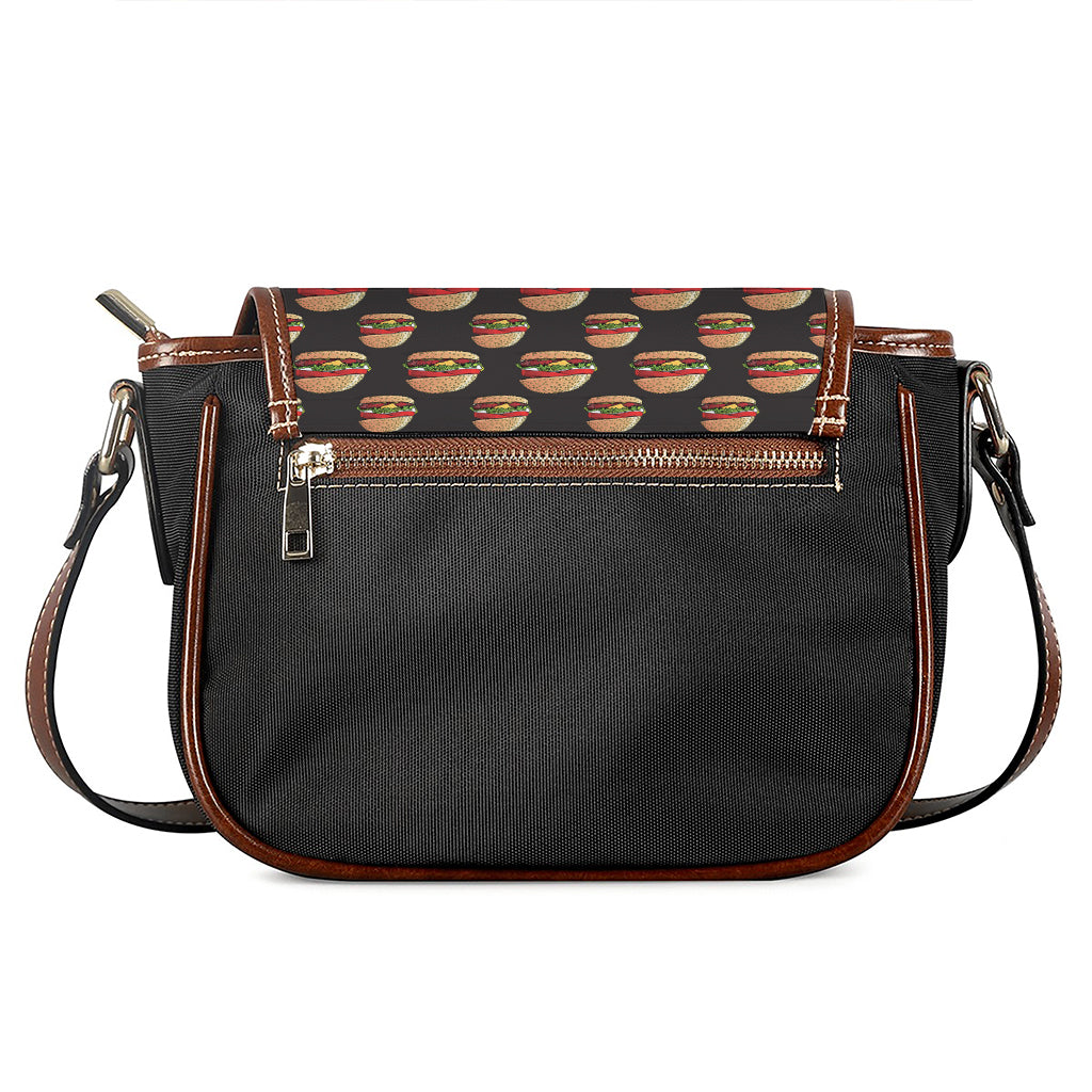 Cheeseburger Pattern Print Saddle Bag