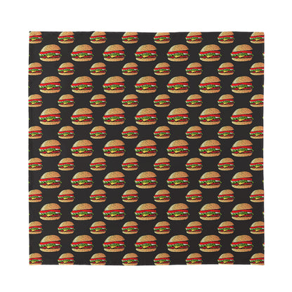 Cheeseburger Pattern Print Silk Bandana