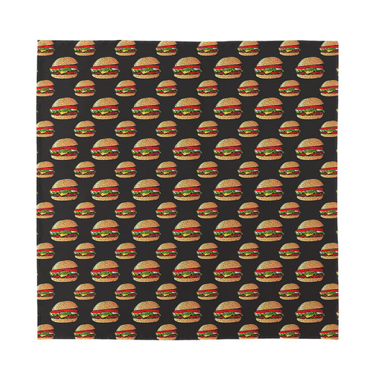 Cheeseburger Pattern Print Silk Bandana