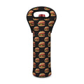 Cheeseburger Pattern Print Single Neoprene Wine Tote