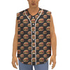 Cheeseburger Pattern Print Sleeveless Baseball Jersey