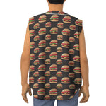 Cheeseburger Pattern Print Sleeveless Baseball Jersey