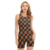 Cheeseburger Pattern Print Sleeveless One Piece Swimsuit