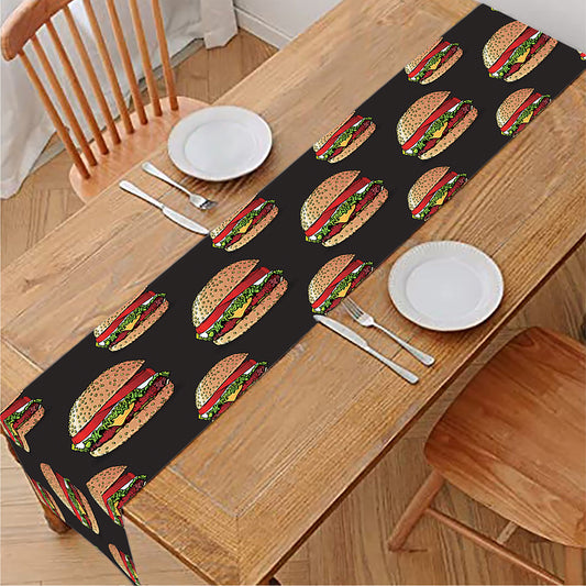 Cheeseburger Pattern Print Table Runner