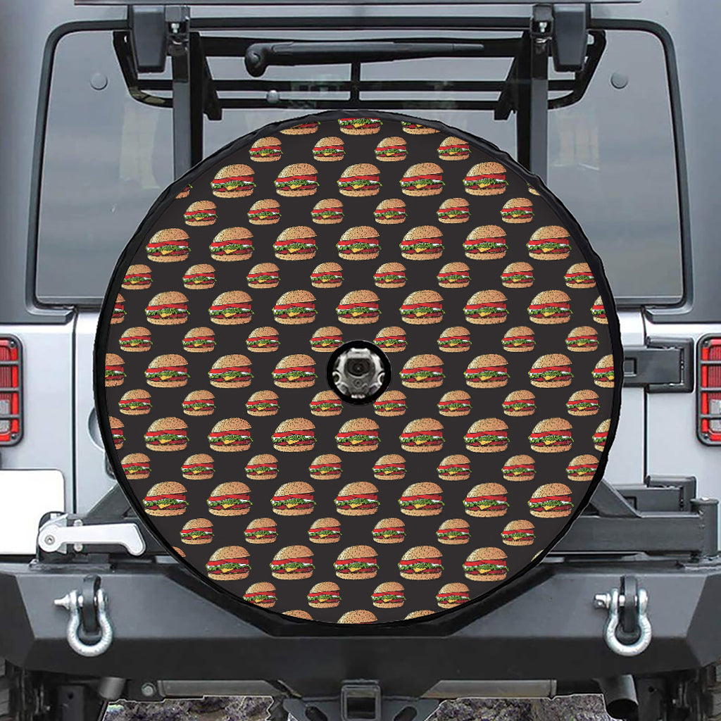 Cheeseburger Pattern Print Tire Cover With Camera Hole
