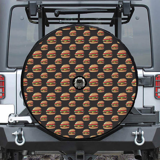 Cheeseburger Pattern Print Tire Cover With Camera Hole